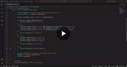 #java #javaprogramming #rockpaperscissors #secondtask #internpe #internshipjourney #learningbydoing #skilldevelopment #codingjourney #developerlife | Chetan Rasal