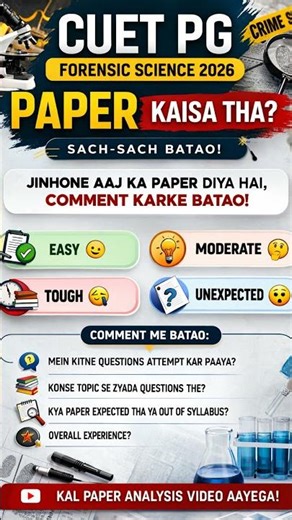 CUET PG Forensic Science MCQ Practice 🎯Are you preparing for CUET PG, NFSU or MSc Forensic entrance?