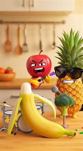 Banana on Drums? 😂 Crazy Fruit Band Performance! #Shorts