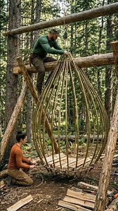 We Hand-Wove a Secret Nest in the Trees! A Magical Hanging Treehouse🌲✨🧶 #forest #survival #camping