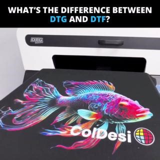 What Is the difference between DTG and DTF? Watch this video or read this article to find out what's best for your business: https://coldesi.com/dtf-printing/what-is-the-difference-between-dtg-and-dtf-understanding-what-is-best-for-your-business/ | ColDesi