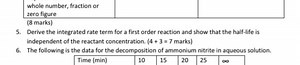Derive the integrated rate term for a first order reaction and ... | Filo