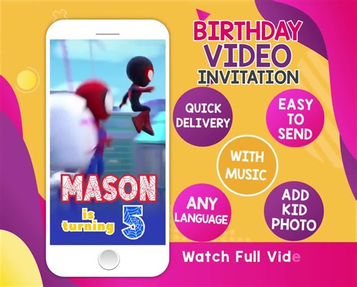 Spiderman Birthday Video Invitation | Face Swap, Spidey Voice (Digital Invite)