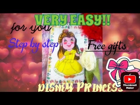 Disney princess step by step with 💥free gifts💥 ‪@PaintellectualPriyA‬ ‪@ArtistManush‬ ‪@SanjuArts7‬
