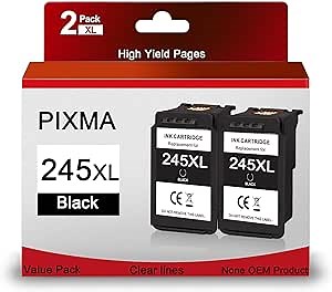 H&BO TOPMAE Remanufactured Ink Cartridge Replacement for Canon PG-245 PG-243 243XL 245XL Black for Canon PIXMA MG2522 TS3320 TR4527 MG2522 TR4520 MG2525 TS3322 MX490 Printer(2 Black)