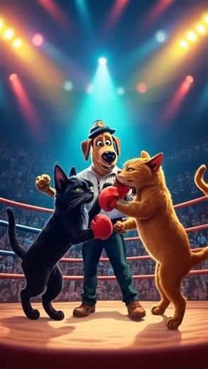 Epic Cat Boxing Match 🐱🥊 #aishorts #ytshort