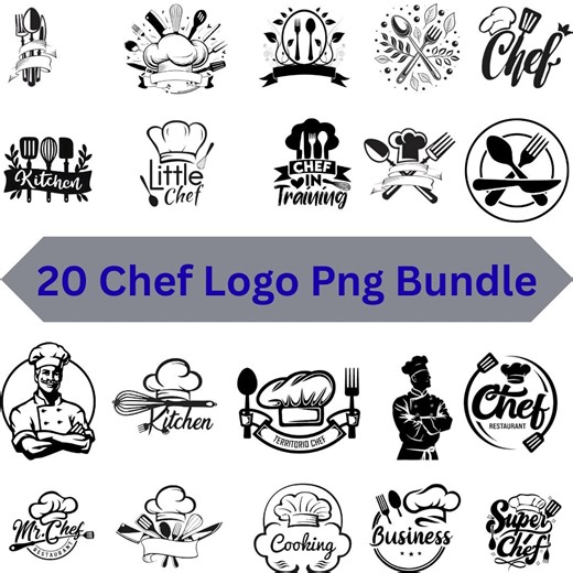 Chef Logo PNG Clipart Bundle, Kitchen Hat Designs (digital Download) - Etsy
