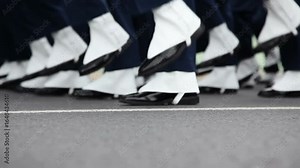 military cadets march Army Soldiers Marching on Military Parade forces uniform field commando gun