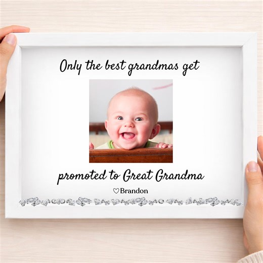 Personalized Grandparent Photo Frame, Floating Crystals, Grandma Gift - Etsy