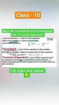 Consistent & Inconsistent Pair of Linear Equations ✨ | Class 10 Maths