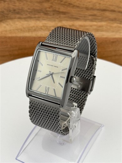Geoffrey Beene Rectangular Men’s Watch, Milanese Mesh Bracelet, Japan Quartz, Like New, 33mm Case - Etsy