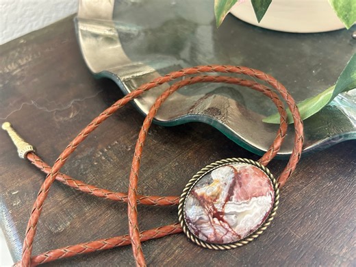 Crazy Lace Jasper Bolo Tie : Brown Leather Western Necktie - Etsy
