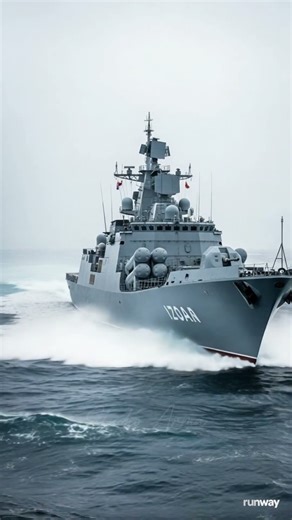 “Gorshkov-Class Frigate Power: Epic Cinematic Shot in Arctic Waters”