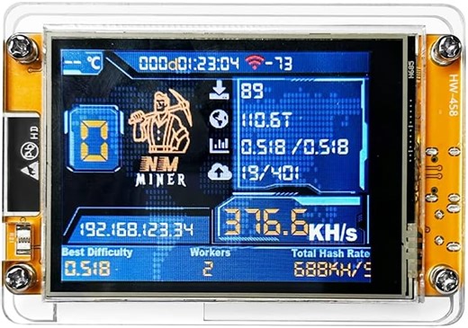 Amazon.com: Bitcoins Miner BTC Miner USB NMMiner ESP32 Hashrate 1000K/HS 2.8 אינץ' תצוגה חכמה Crypto Miner Solo Lottery Miner BTC מכונת כרייה טובה יותר מאשר Nerd Miner V2 V3 : מוצרי חשמל