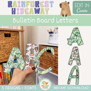 Rainforest Hideaway Bulletin Board Letters | Editable Lettering Pack Decor