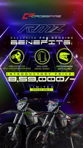 24K views · 96 reactions | Get ready for a game-changer — the all-new Crossfire RMZ 250 is here to redefine your ride. A evolution in performance and design, built to take riding to the next level. Pre-book now and claim exclusive benefits:  Free Premium Dirt Helmet  Exclusive Riding Jersey  Free Multi-Day Adventure Ride Introductory Price: Nrs. 8,59,000/- *Limited pieces only. #Crossfire #RMZ250 #NextGeneration #PreBooking | Crossfire Motorcycles Nepal | Facebook
