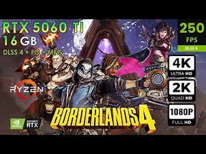 Borderlands 4 | Max Settings | DLSS4 + FG + MFG | RTX 5060 Ti 16GB | 4K, 2K, 1080p
