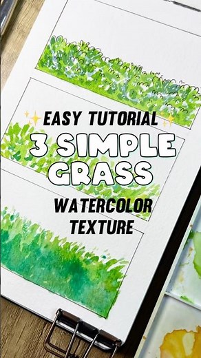 EASY WATERCOLOR TUTORIAL - 3 Simple Grass Texture 💚🍃 #nimsart #watercolor #tutorial