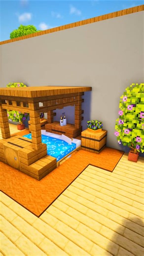 Minecraft Detailed Wooden Bed Design Tutorial 🪵🛌 | Simple Log Cabin Furniture!