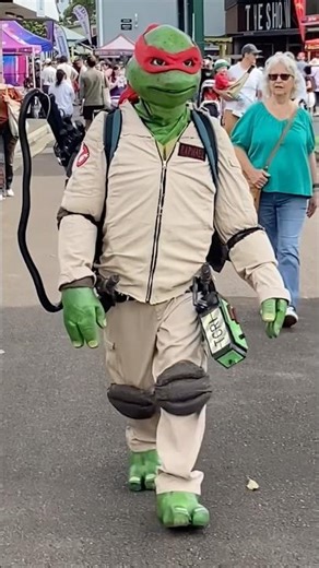 Teenage Mutant Ninja Turtles Ghostbusters mash up costume with blinking eyes - made by Heroes & More