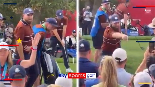 Ryder Cup: Shane Lowry held back by caddie as he confronts heckler!