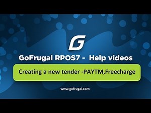 GoFrugal RPOS7 - Creating a new Tender (PAYTM)