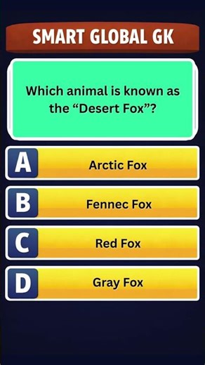 Which animal is known as the “Desert Fox” | SmartGlobalGK | GK Quiz