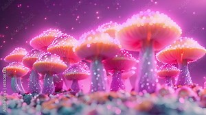 Psilocybin mushrooms, 4k video. Commonly known as magic mushrooms, a group of fungi that contain psilocybin which turns into psilocin upon ingestion and cause the psychedelic effects. Neon glow 4k