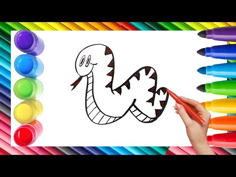 How To Draw cute Snake Drawing, Painting & Coloring For Kids and Toddlers_ Child Art 🐋🌈🎨