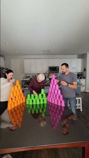 3 person cup pyramid stacking challenge #cupstackingskills #cupstackingcompetition #fungame #games