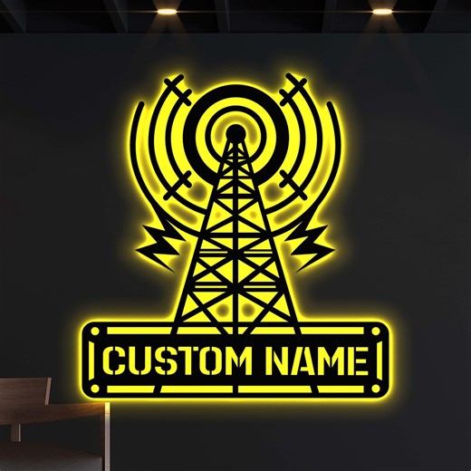 Custom Radio Tower Metal Sign With LED Light, Personalized Ham Radio Wall Art - Etsy