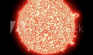 The sun surface with solar flares, burning of the sun as 3d modeling animation.