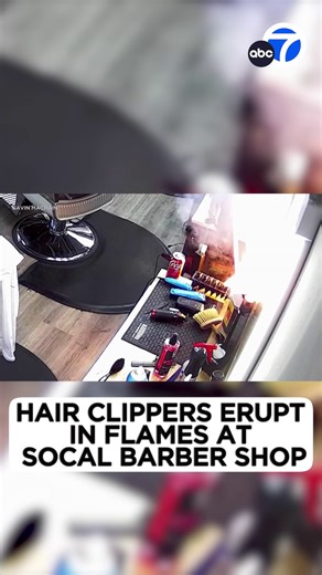 Frightening video from a barber shop in San Bernardino shows a pair of hair clippers bursting into flames. 💈🔥 | ABC7
