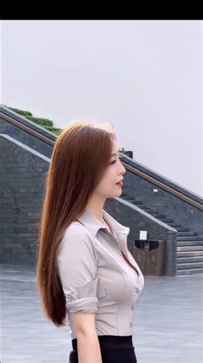 Seductive Beauty in Silky Blouse & Mini Skirt • Alluring Curves & Confidence