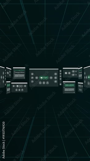 Wide perspective of a digital interface grid displaying multiple AI agent workflow nodes and automated task management systems.