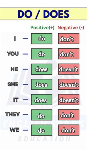 Do/Does - Positive/Negative ❎✅ #english #grammar