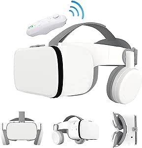 VR Headset for Cellphone 3D Virtual Reality Glasses Bluetooth VR Glasses with Remote Control Compatible with Android iOS iPhone 12 11 Pro Max Mini XRS 8 7 Samsung 4.7-6.2 inch Mobile Phones.