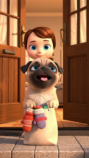 Pug Puppy Buys Fuzzy Mittens at Store - Rides Bicycle Home! 🐕🧀 #shorts #pug