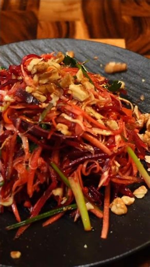 Natural Gut Broom! 🧹 Cabbage, Beet & Apple Detox Salad (Hot Oil Hack)#asmr#shorts#ABCSalad