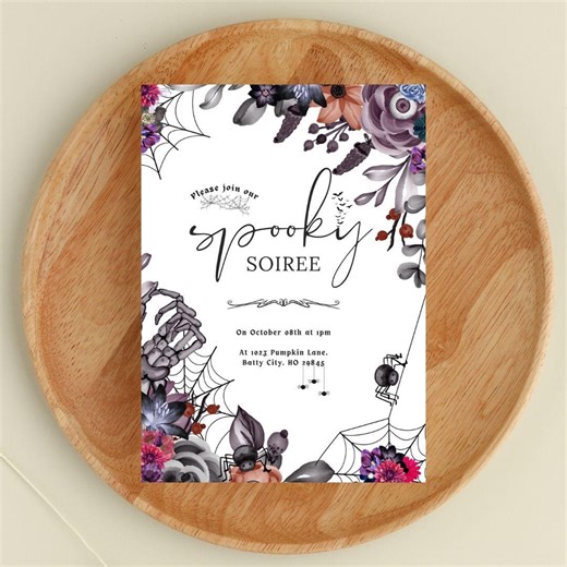 Spooky Floral Invitation Template, Personalized Printable Party Invite (digital Download) - Etsy