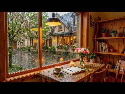 Rainy Spring Jazz by the Window – Cozy Coffee Shop Ambience with Peaceful Jazz Music for Study