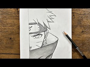 How to draw Naruto Uzumaki as akatsuki member step-by-step | Easy Naruto drawing for beginners