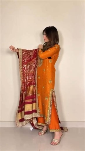 ZARA HOOR ®️ on Instagram: ""A resplendent ensemble crafted with gajji silk,this royal outfit exudes opulence at every stitch. Intricate gold thread embroidery traces majestic patterns across the bodice and sleeves, The entire outfit is a breathtaking homage to nobility, power, and timeless grandeur." . . Now available on pre order @zarahoorstudio #indianwedding #asianwedding #shalwarsuit #bespoketailoring #bespoke #custommade #handmadedress #lahenga #gharara #gajjisilksaree #gajjisilkdupatta #U