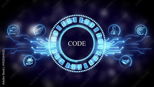 Coding Technology Background with Circuit Board and Representing Programming Concepts software development