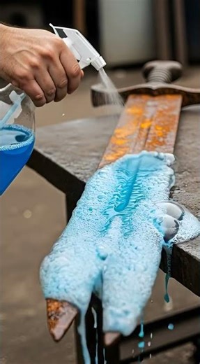 Rusty Sword Restoration with Blue Foam Spray | Ultra Realistic Rust Removal #tools