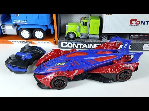 ASMR RC Unboxing & Test | Spider-Man RC Speed Racer, Container Truck, Tank & Toy Trucks