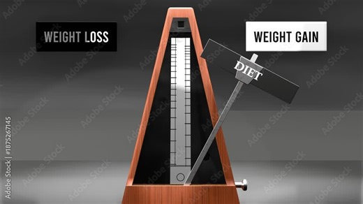 Diet cycles between weight loss and weight gain. Visualizing a repeated pattern of diet that swings between extremities: weight loss and weight gain. Repeating transition from one to another.
