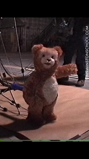 For Steven Spielberg's A.I. Artificial Intelligence (2001), Teddy is preparing for his scene in the movie. 🧸 “Designing Teddy was a huge job,” said Stan Winston, who hired his largest crew ever to complete the robot construction project. At the height of production, Stan Winston Studio boasted 140 artists and technicians. Building Teddy, a more sophisticated and complex animatronic than any of the dinosaurs in Jurassic Park, required that increased manpower, plus the ingenuity and talent of man