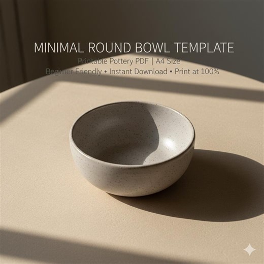 Minimal Round Bowl Template | Printable Pottery PDF | A4 Clay Bowl Pattern - Etsy