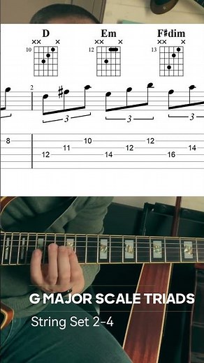 Major Scale Guitar Triads #guitartriads #guitarchords